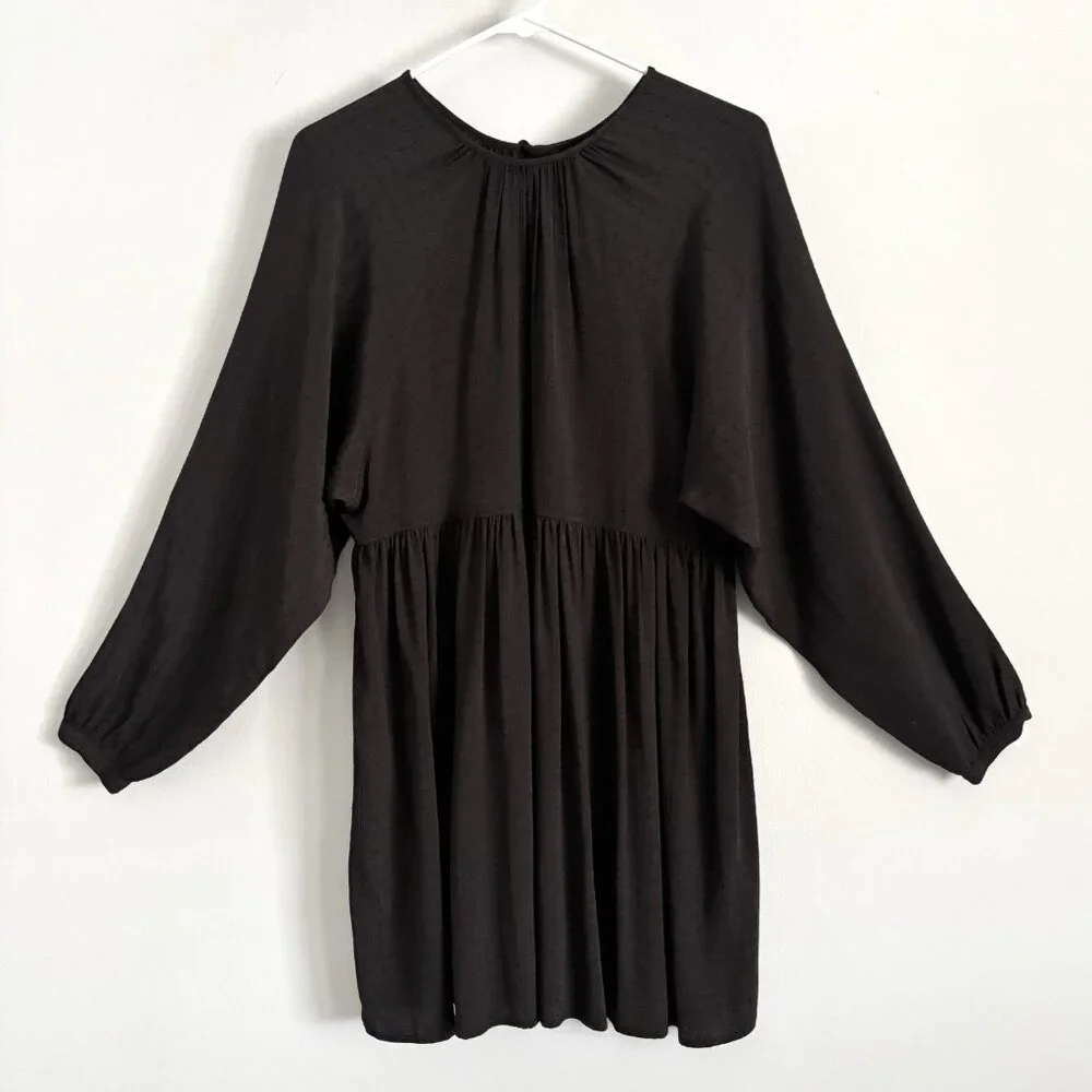 NEW Christy Dawn Black Long Sleeve Hudson Mini Dress Women’s Size XS/S Textured - Picture 1 of 9